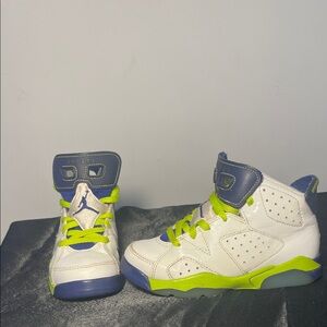 Kids White and Green High-Top Sneakers